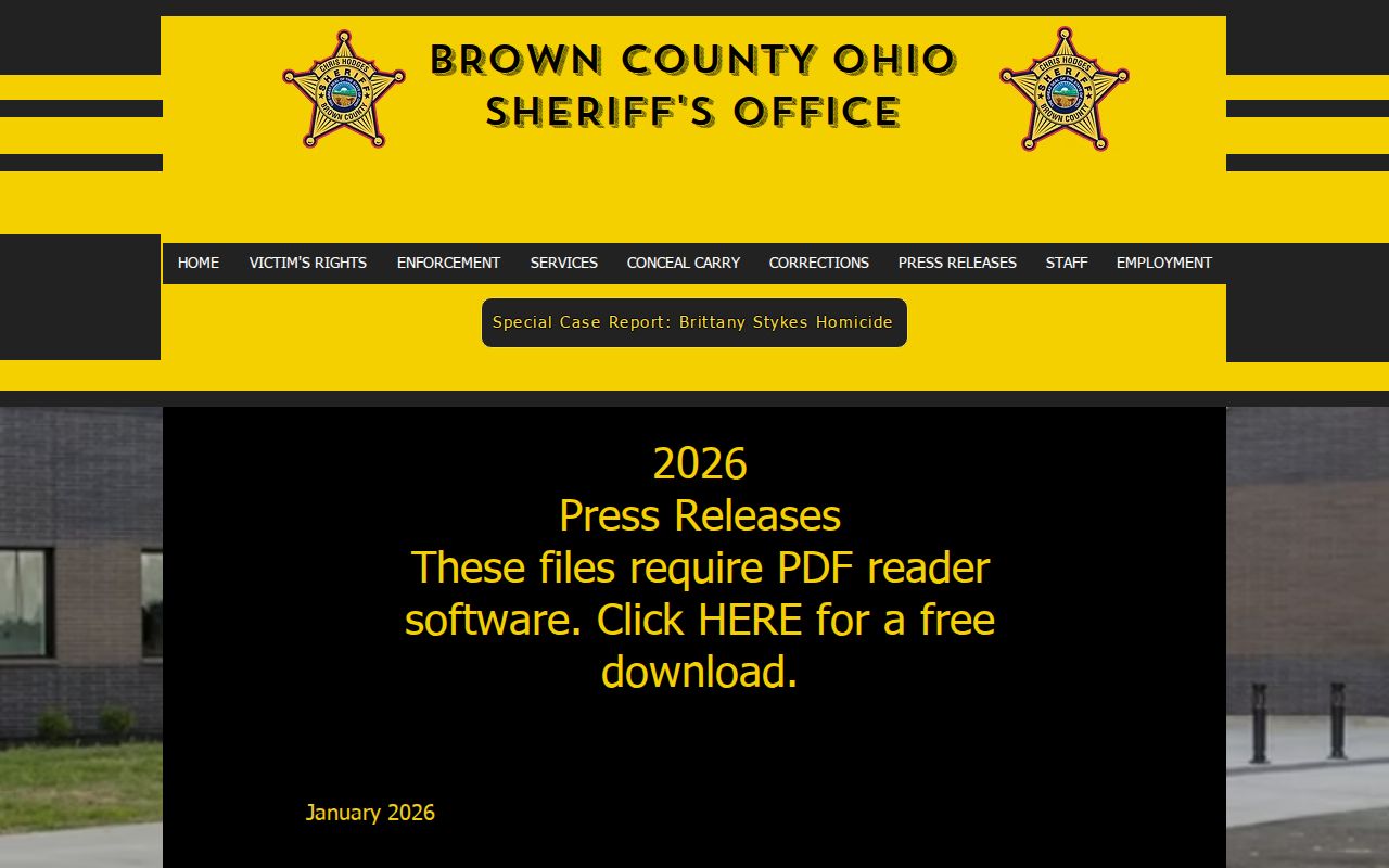 Brown County Sheriff archive for released inmate photo context