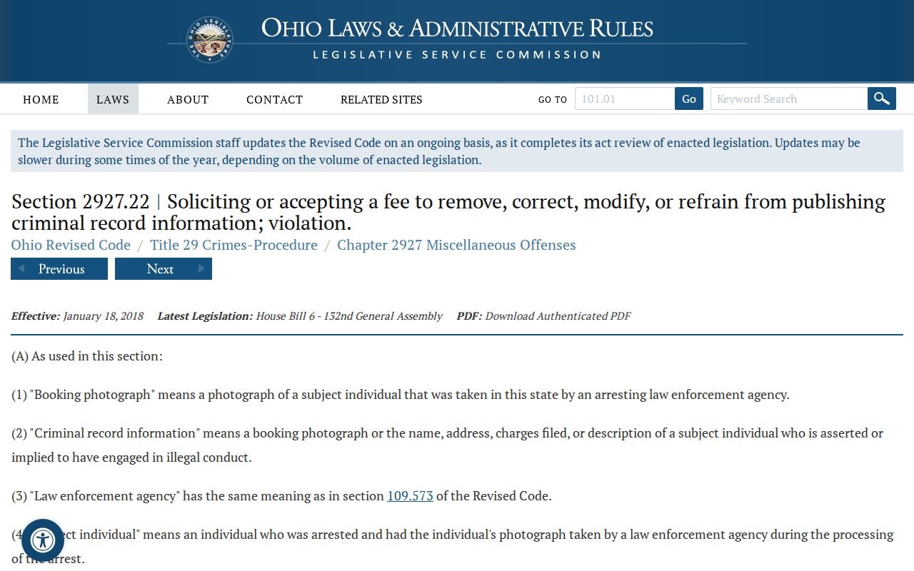 Ohio booking-photo law for Brown County released mugshots